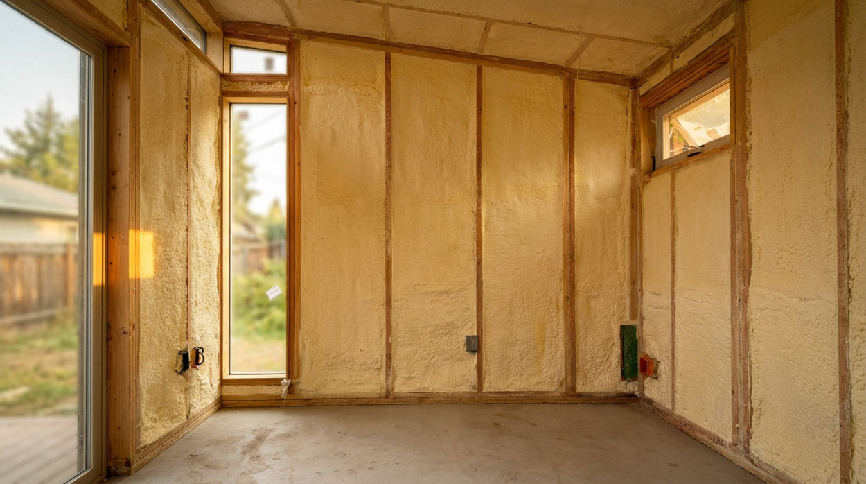 Spray foam wall insulation — retrofit application